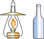 ランプとガラス瓶